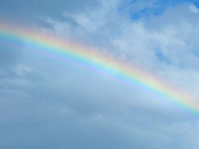 息子の怒りが収まって仲直り。その時に見上げた空には虹が掛かっていた