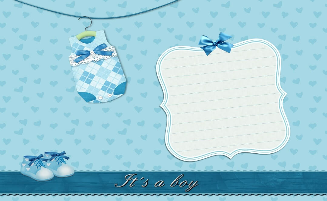 出産祝いの青いメッセージカード